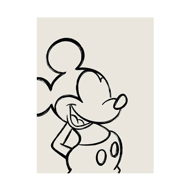 Affiche Mickey Mouse minimaliste citation salle bains toile sans cadre moderneDecorationBain