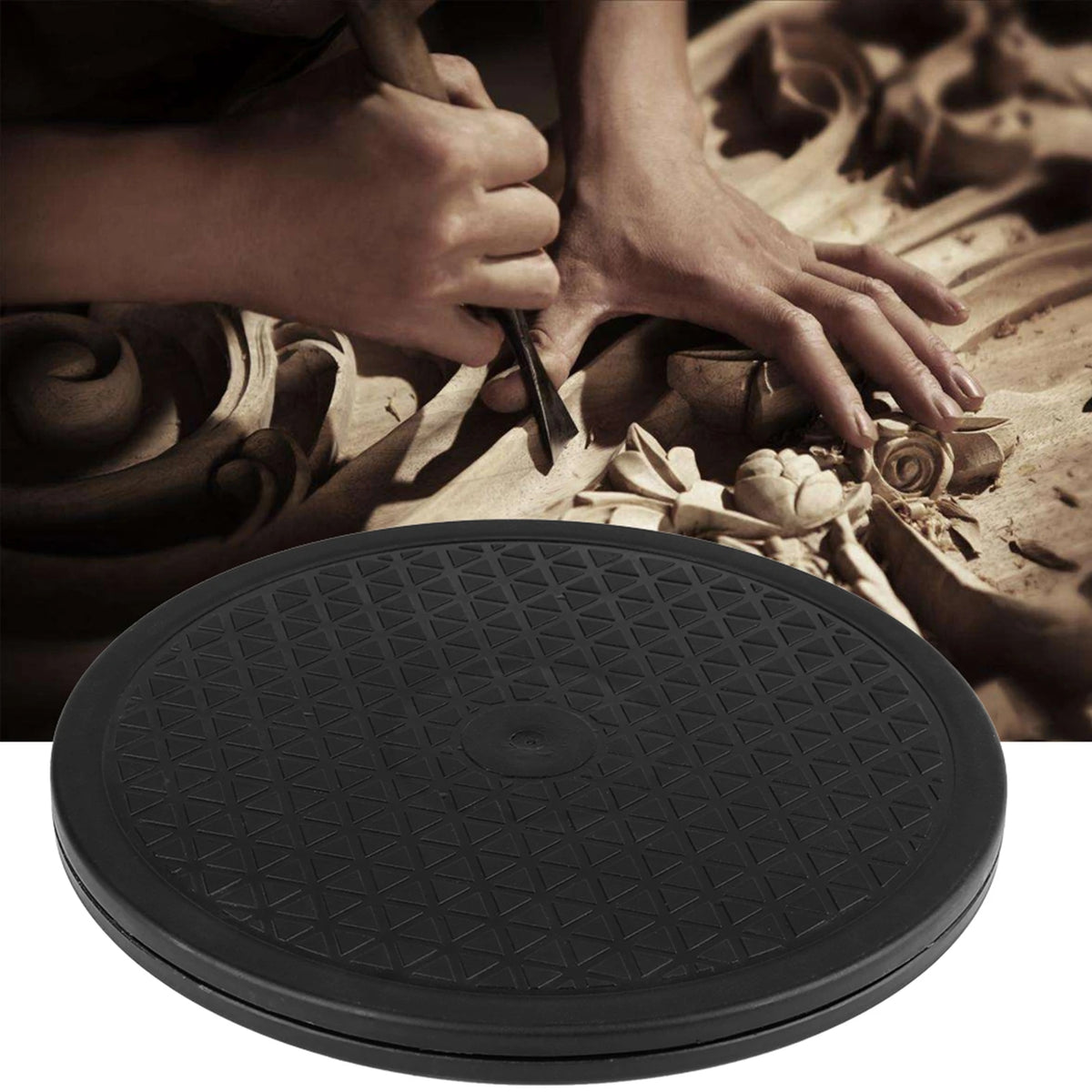 plateau poterie pivotante abs material noir moderne triangles imprimés
