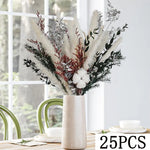 bouquet dried flowers naturel rouges blancs vase beige decoration maison anniversaire fete