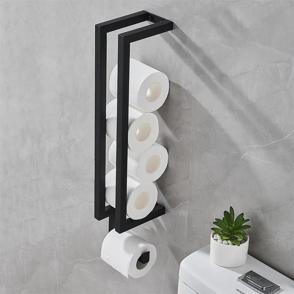 Vue de profil du porte-serviettes en acier inoxydable noir