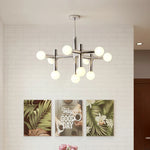 Chandeliers suspendus modernes 10 13 ampoules LED argentées lumière blanche minimaliste