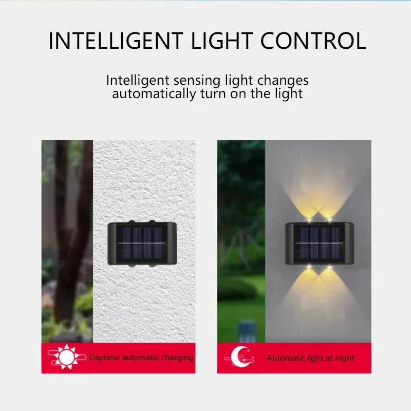 lampe murale solaire panneaux solaires intégrés led noire moderne résistante eau murale oeilletsextérieur jardin