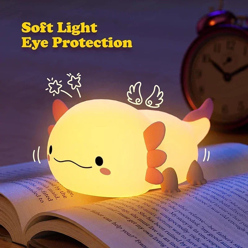 Lampe axolotl avec lumière tamisée