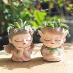 cache pot silicone forme figurine personnages accessoires floraux rose beige vert mignon decoratif