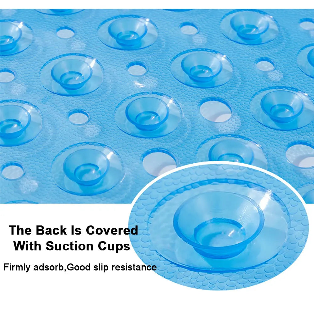 tapis bain antidérapant moderne perforé 100cm 40cm bleu rose gris jaune noir pvc respectueux