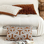 housse coussin rectangle polyester marron motif géométrique blanc contemporain décoration intérieure voiture