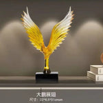 sculpture décorative moderne oiseau aigle noir ailes transparentes dimension 22x9x30