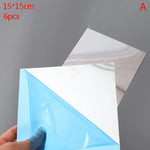 film miroir brillant adhésif décoration intérieure moderne 15x15cm 6pcs 9pcs 16pcs bleuclair