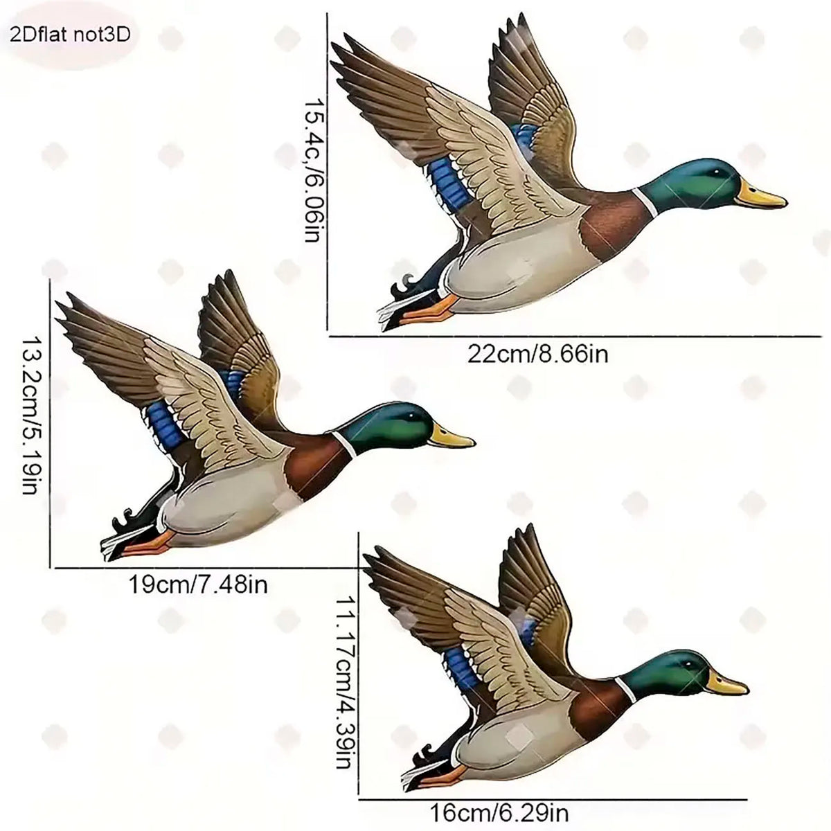 décoration murale canards vol bois métal naturel adhésif inclusion trois pièces réaliste vert marron