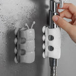 support douche silicone ventouse réglable bouteille brosses salle bain original couleur gris blanc