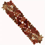 nappe décorative automnale feuilles érable brodées rustique couleurs marron orange rouge doré semi transparent