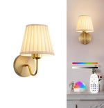 lampe murale sconce classique or abat jour plissé led télécommande 15 couleurs rvb chambre