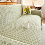 couverture géométrique moderne vert clair blanc polyester coton usage intérieur extérieur multisaison pique nique