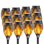 lanterne solaire 12 led flamme noire moderne décoration extérieure jardin patio fixée piquet motifs