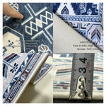 tapis noir blanc bleu vinyle géométrique antidérapant résistant intérieur moderne