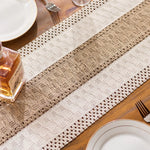 chemin table bohème crocheté géométrique beige rustique tassel intérieur extérieur printemps été