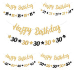 guirlande fête anniversaire or noir lettres étoiles élégante tringle fixée enfants festives