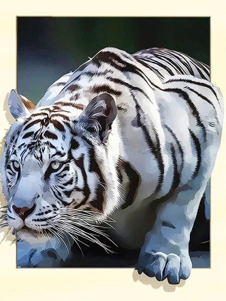broderie tigre blanc toile coton 11CT 14CT 20x30cm 30x40cm 40x50cm 50x70cm fil éco aiguille