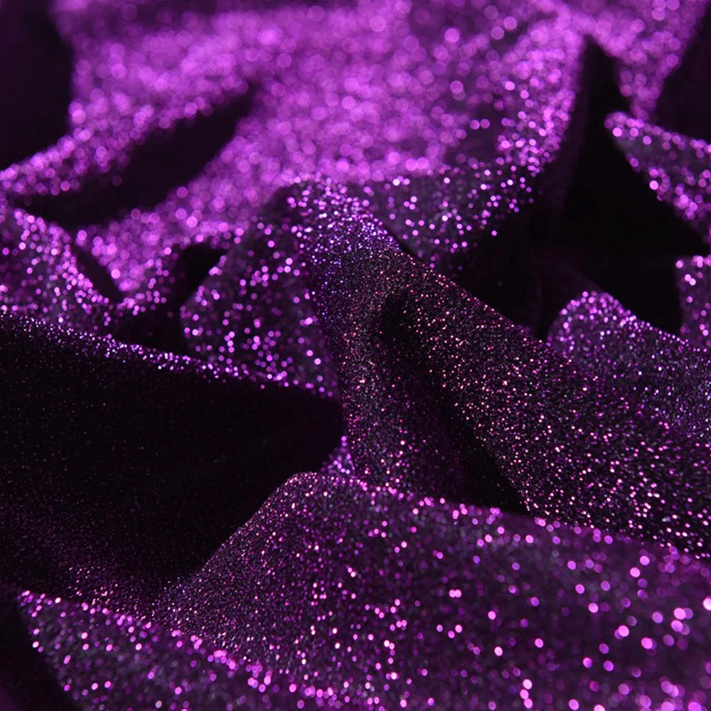 tissu polyester élastique pailleté bleu clair rose violet rouge opacité