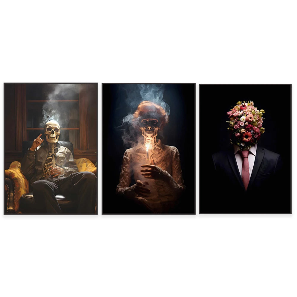 Une combinaison d'images symboliques représentant la vie, la mort et l'équilibre délicat de la condition humaine.