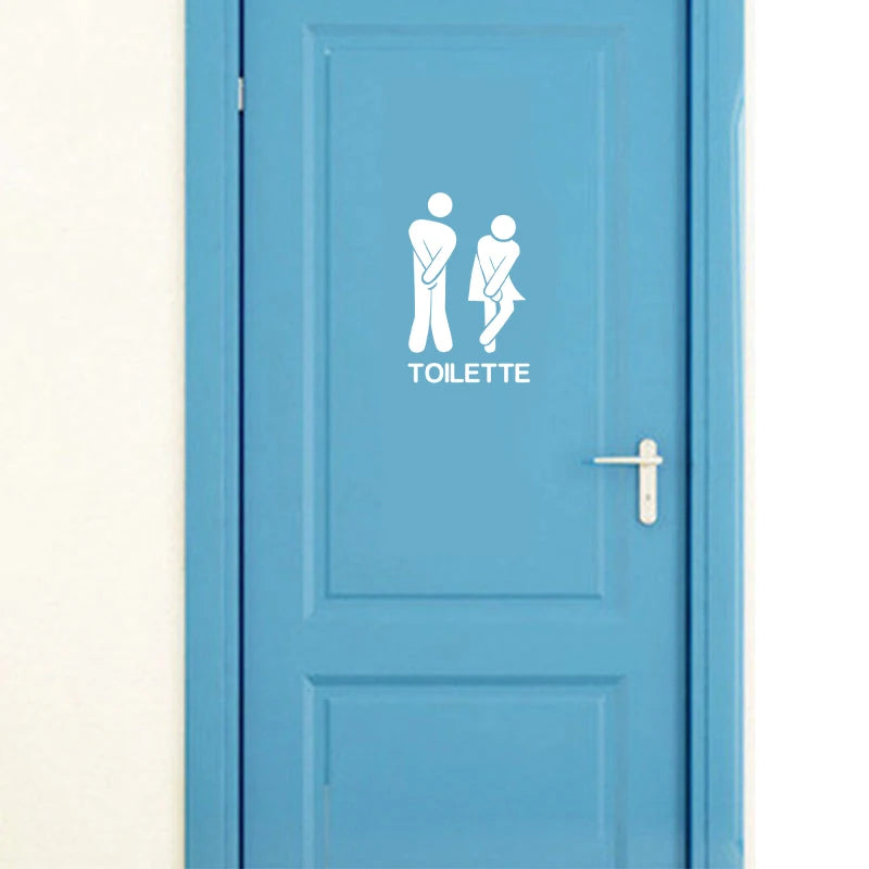 autocollants vinyle salle bain toilettes personnages minimalistes adhésifs salle bains décorations textes icones personnes