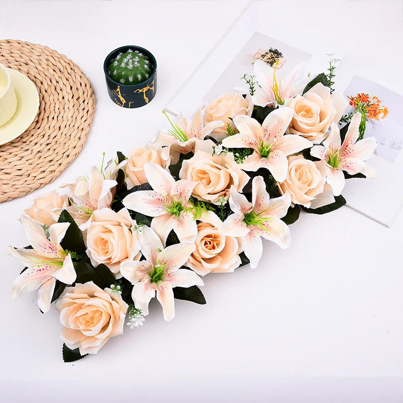 décoration intérieure bouquet artificiel fleurs lys roses moderne clips métalliques bleu rose violet vert