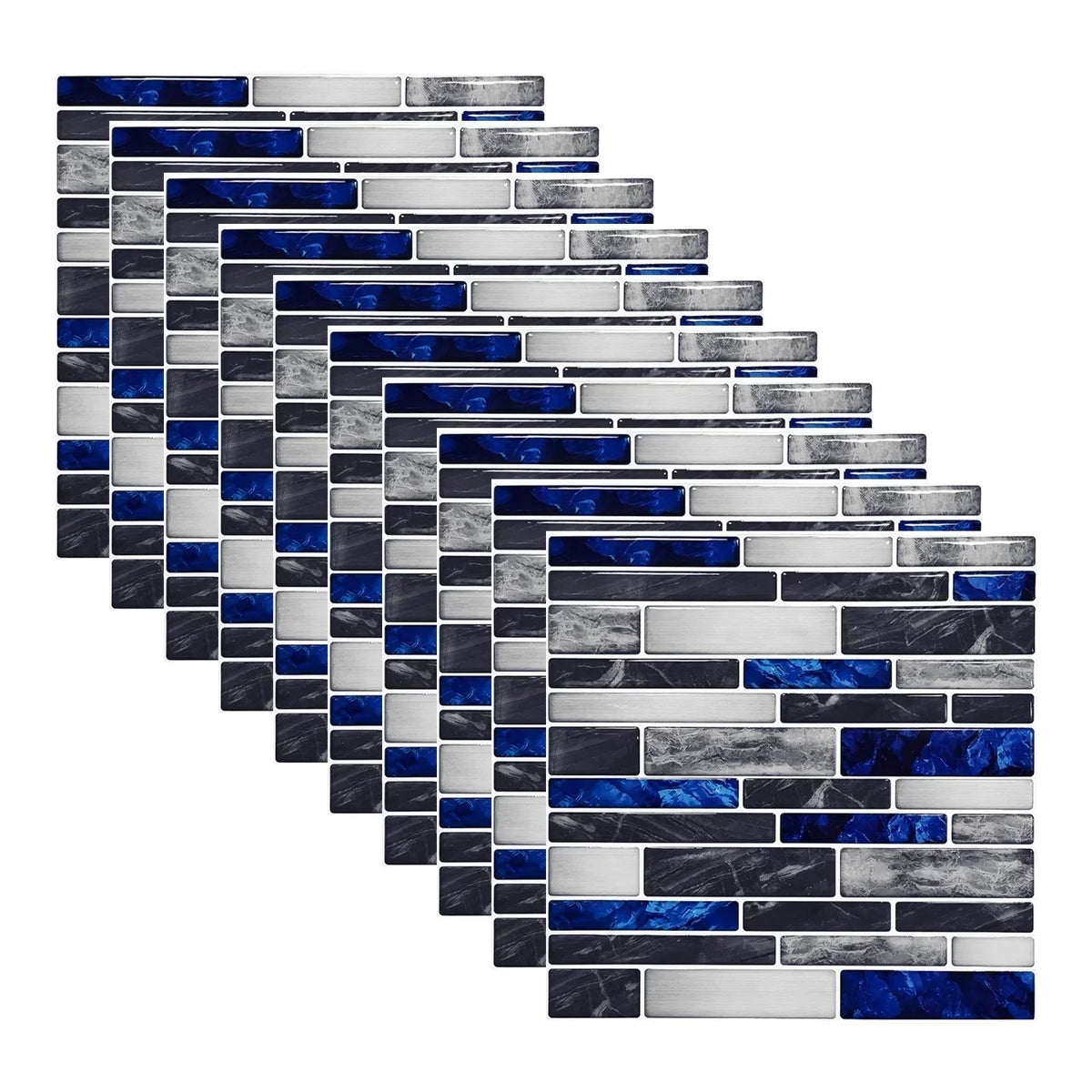 autocollants muraux marbre bleu gris blanc modernes 10 pièces 10cm 10cm imperméables self adhésifs