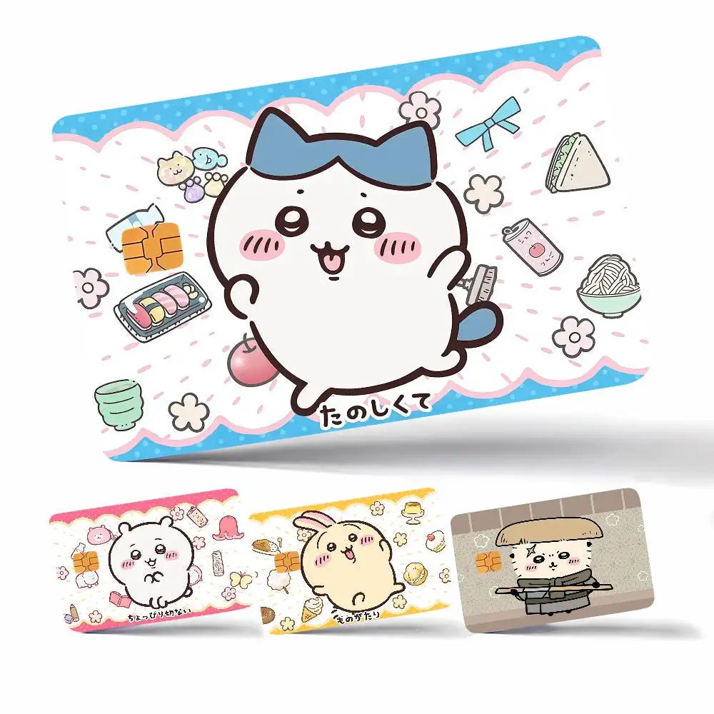 autocollants carte credit dessin anime kawaii motifs alimentaires bordures colorées