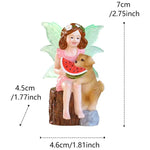 figurine fée jardin miniature chien ailes translucides couleurs pastel couronne fleurs féerique