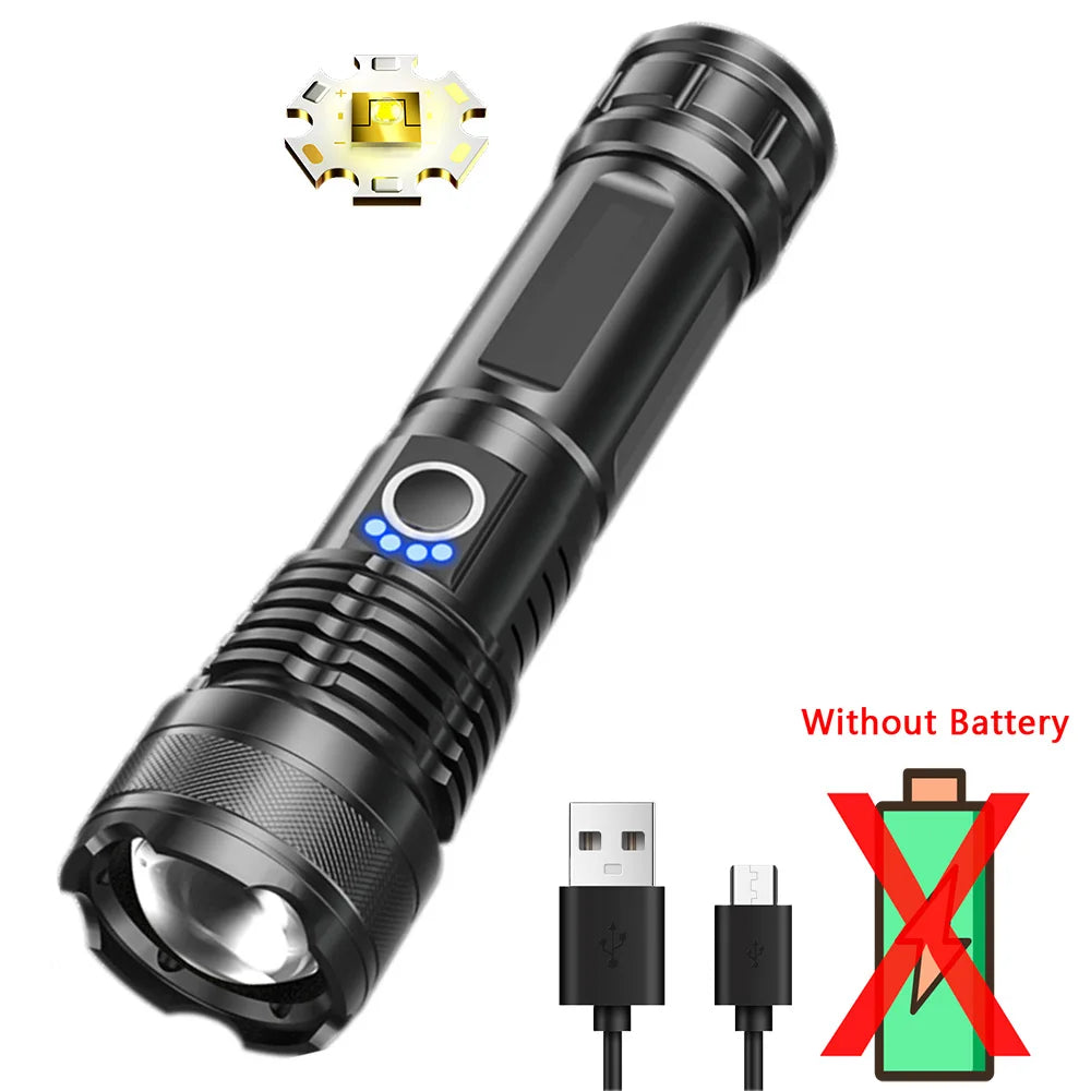 lampe torche noire rechargeable usb texturée rainures moderne robuste anneau serrage cordon