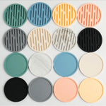 coasters silicone rayés moderne bleu gris noir orange beige marbre