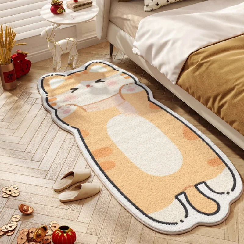 tapis gris moderne dessin animé chats doux non glissant chambre salon polyester