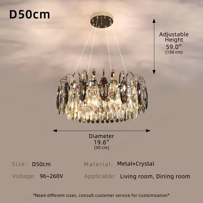 lustre moderne doré cristal transparent élégantes led salon chambre