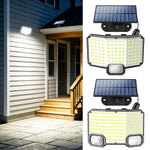 lampe solaire murale extérieure 112 led ip65 étanche capteur mouvement automatique moderne noire