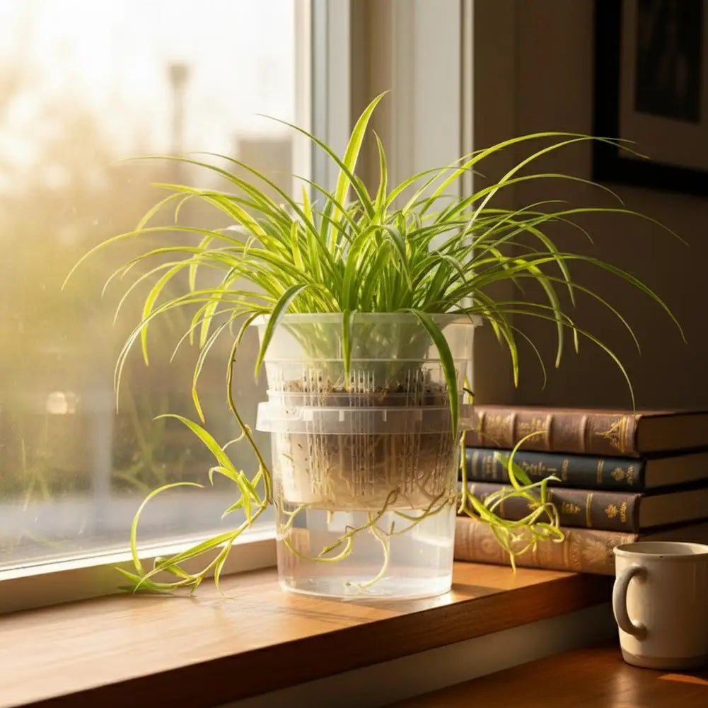 pot fleurs transparent absorption automatique eau grille perforations moderne plastiqueDecorationPlantes