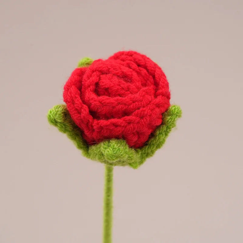 fleurs artificielles tricotées violet orange rose bleu blanc rouge jaune artisanale crochet decoration maisonintérieur