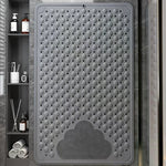 tapis douche bain gris bleu clair texturé cercles reliefs moderne minimaliste