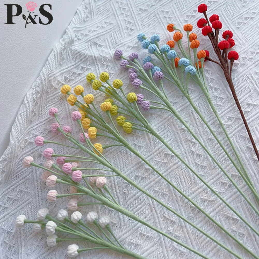 bouquet fleurs artificielles crochet coton violet jaune rose blanc décoration maison cadeau anniversaire moderne