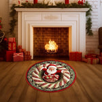 tapis rond noël père noël train pingouins guirlande rouge décoration chambre vinyle sans bpa
