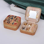 boîtes bijoux vintage zippées boho chic velours imprimé floral beige multifonctionnel porte bijoux travel