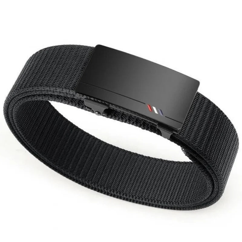 ceinture toile noire boucle automatique largeur 3cm moderne minimaliste adultes unisexe