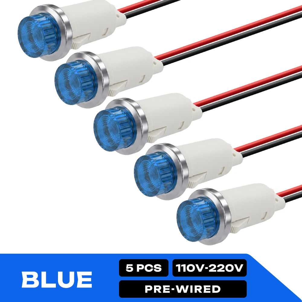 ampoules indicatrices led rouge vert jaune bleu blanc 12v 24v câbles pré serrés