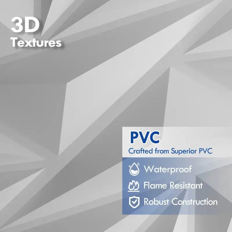 décoration murale panneau 3d blanc triangles géométriques moderne imperméable résistant humidité 30x30cm