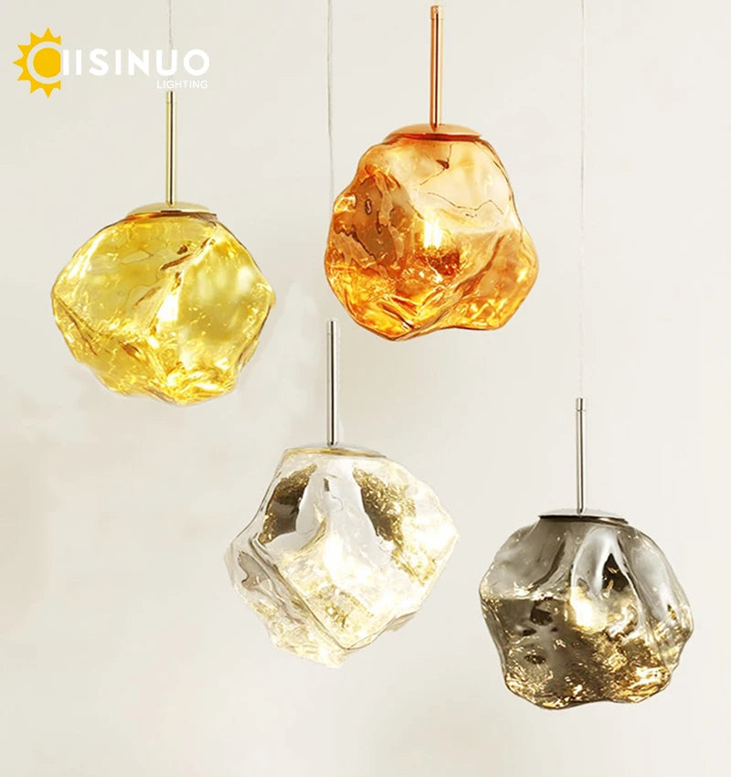 Suspension lumineuse moderne or argent texture granulée câble ajustable chambre salon