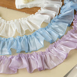 rubans plissés blanc bleu clair violet vert clair rouge noir 7cm largeur polyester classique