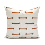 taies d'oreillers brodées contemporain 45x45cm marron clair motifs géométriques