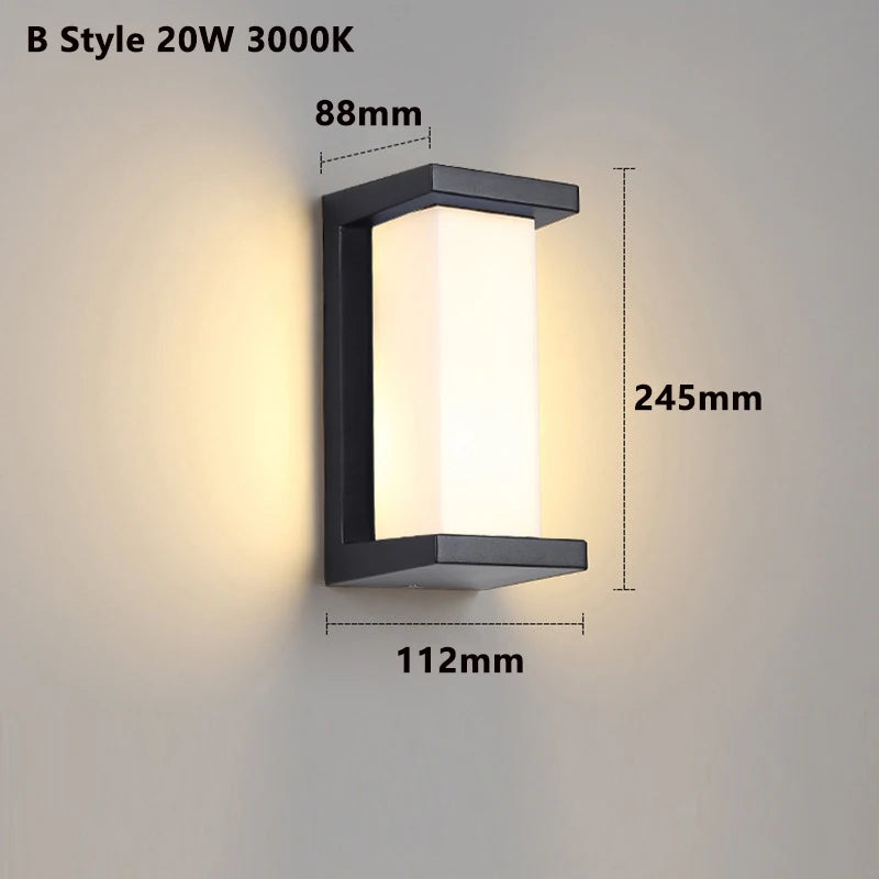 lumière murale led moderne noir ip65 sensor motion autoinstallation extérieure hydrofuge 3000k