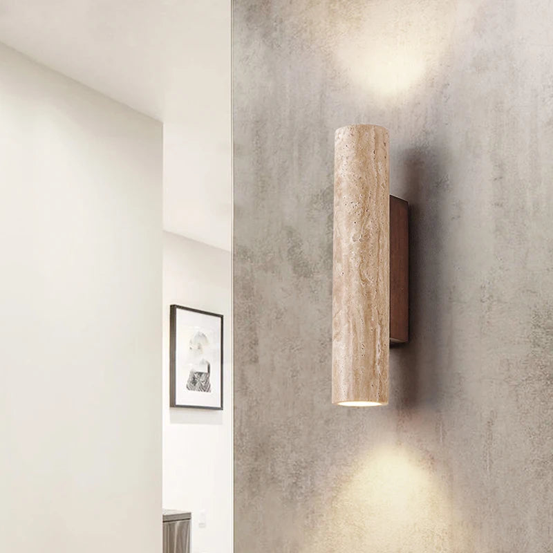 applique murale moderne marbre beige led fixée mur flux lumineux élevé contemporain deux sources
