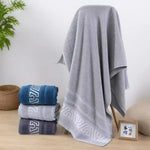 serviette bain polyester coton rapide absorption rayures horizontales bleu marine grisclair grisfoncé moderne salledebain