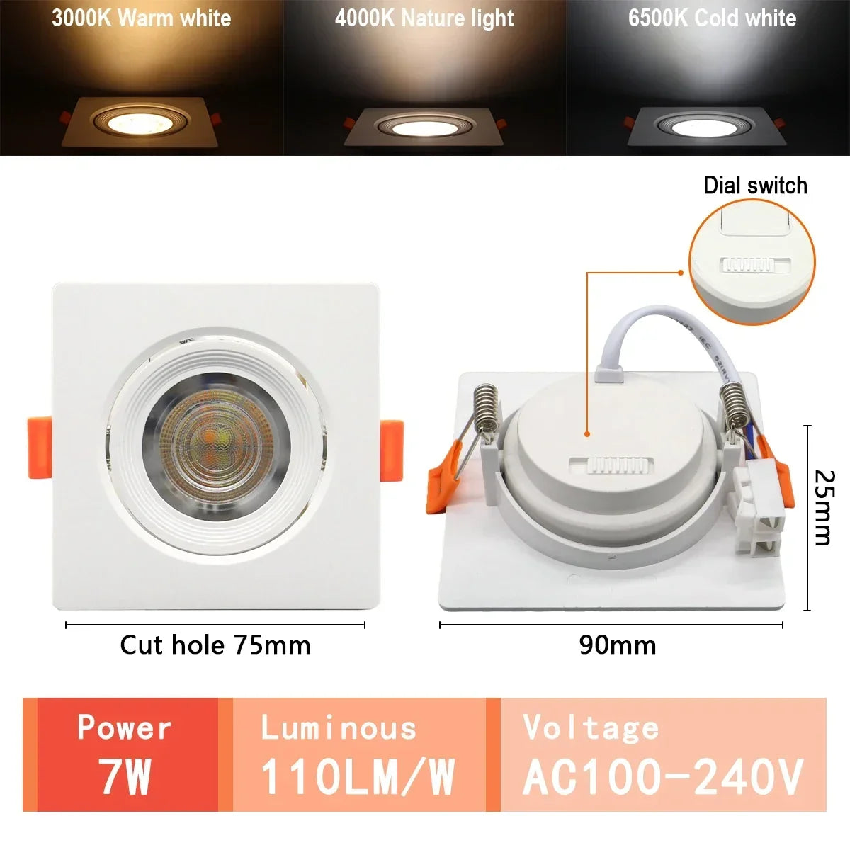 Spot LED blanc moderne 10W 14W 17W 20W 24W 6W câble adaptateur